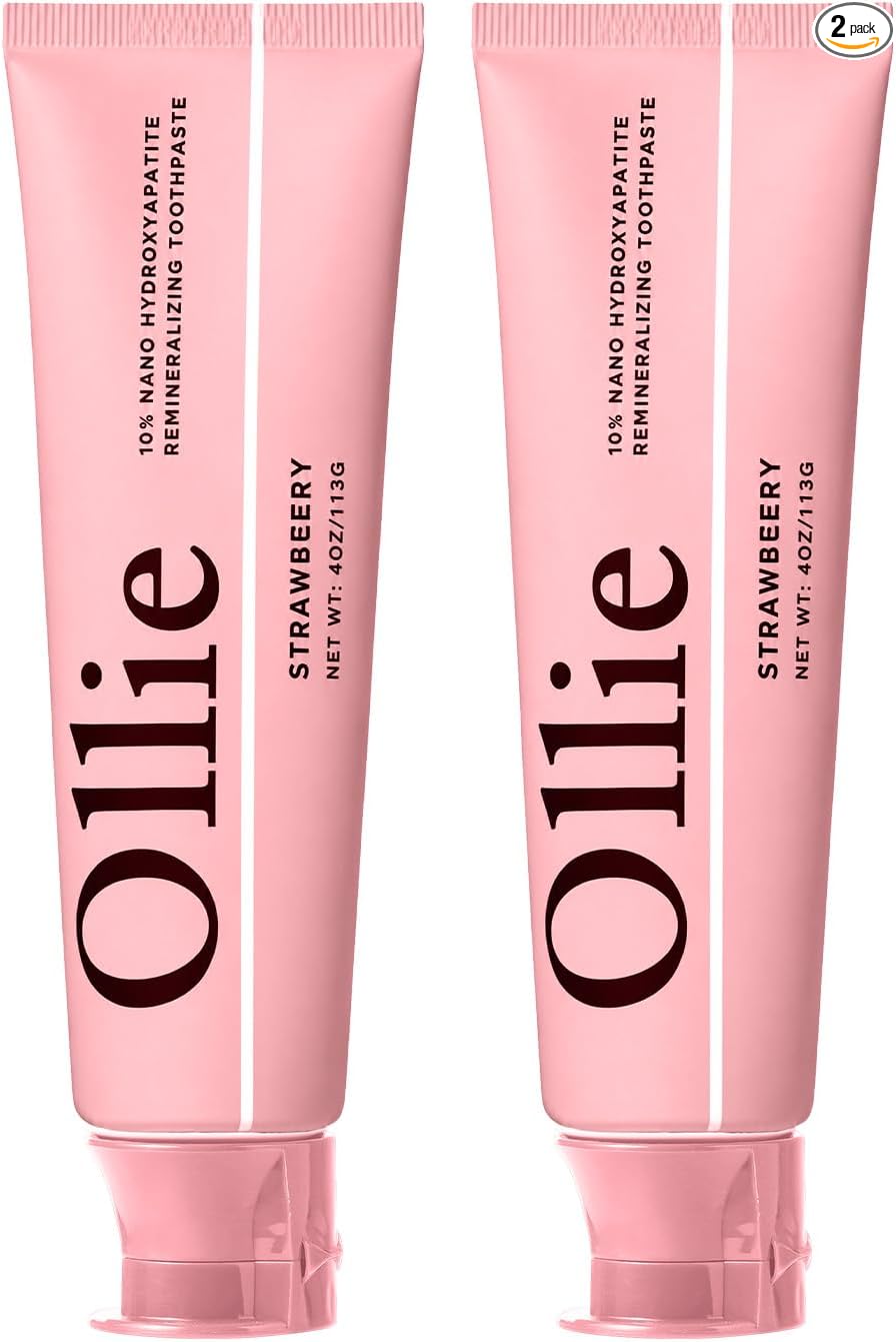 Ollie Pasta de dientes 10% Nano hidroxiapatita sin flúor para esmalte remineralizante, dientes sensibles y blanqueamiento, menta limpia, 4 onzas (paquete de 1)