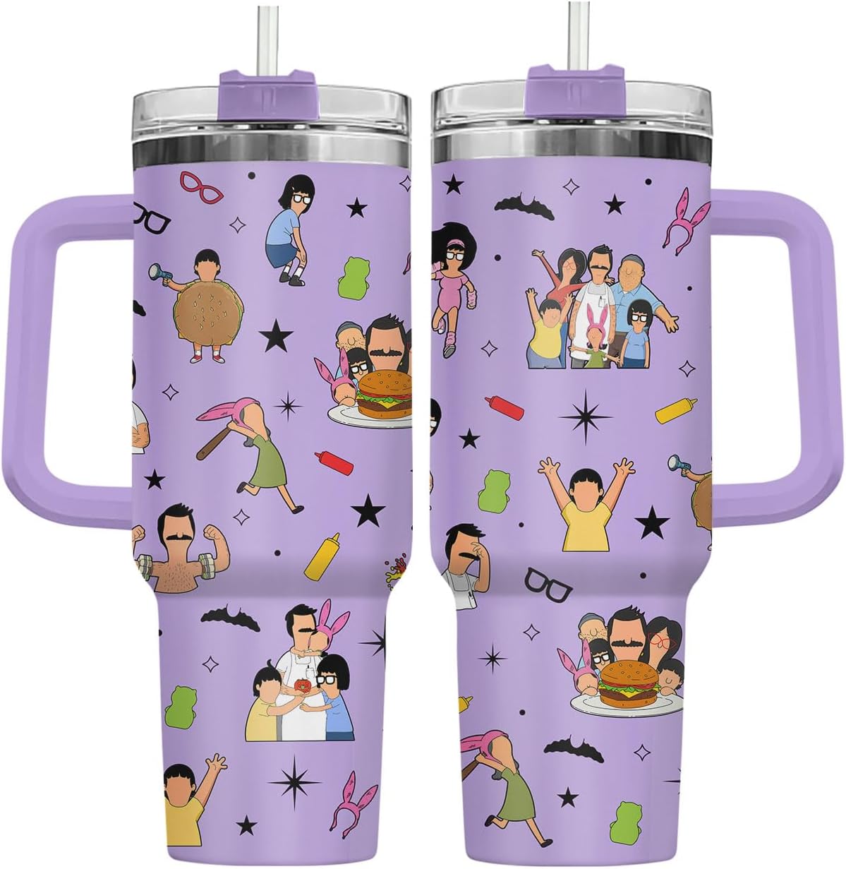 34HD Vaso de princesa rana de 40 onzas, taza de viaje aislada de acero inoxidable con asa y tapa con pajilla, regalo de cumpleaños, taza de películas de princesa de cuento de hadas para mujer