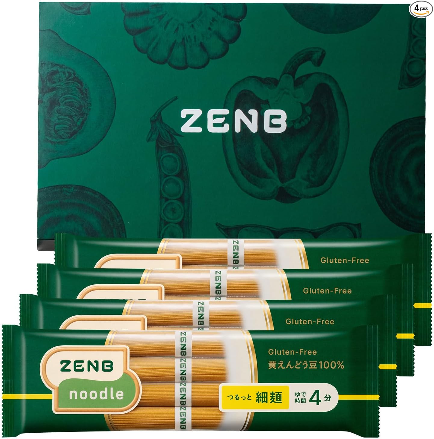 ZENB Noodles, 8 Servings (2 Packs), Soba, Pasta, Ramen (Low-Carb 100% Bean Noodles, Gluten-Free, Keto-Friendly, Gut Health, High-Fiber, Meal Replacement, High-Protein, Low-GI, Iron-Rich,