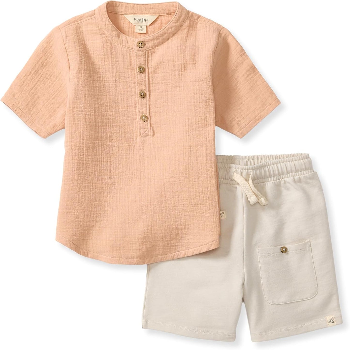 Burt's Bees Baby conjunto de camisa y pantalón para bebé niño, conjunto de camiseta de manga larga y pantalón, 100% algodón orgánico