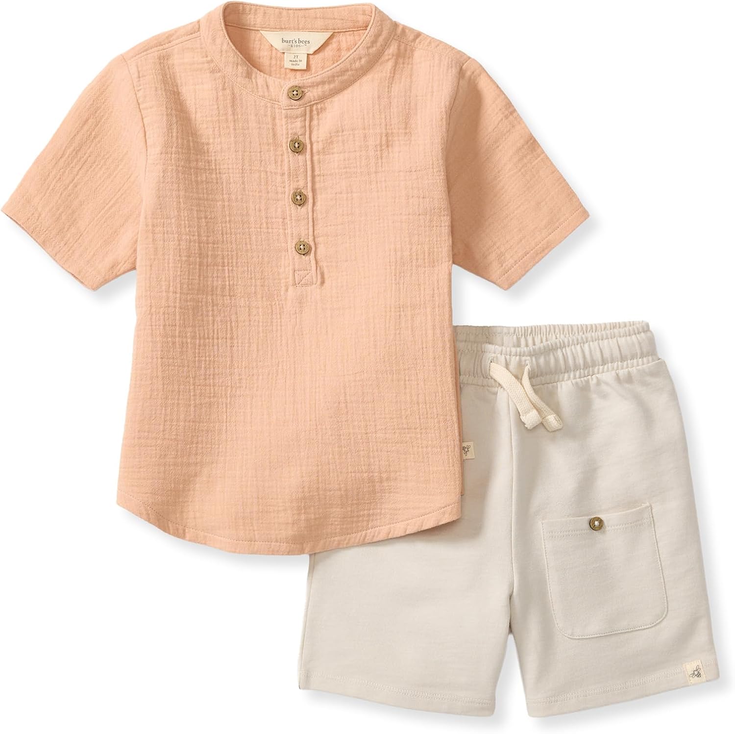 Burt's Bees Baby conjunto de camisa y pantalón para bebé niño, conjunto de camiseta de manga larga y pantalón, 100% algodón orgánico