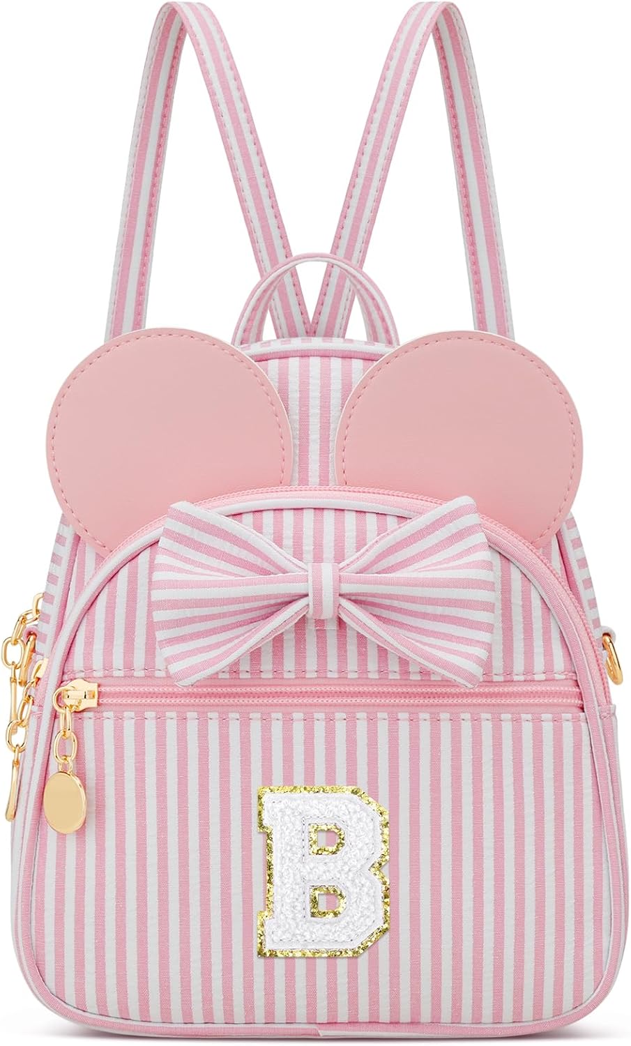 Regalo de cumpleaños personalizado para niñas pequeñas, mochila pequeña con inicial para niñas pequeñas, lindo mini bolso para niños de 3 a 10 años, rosa A