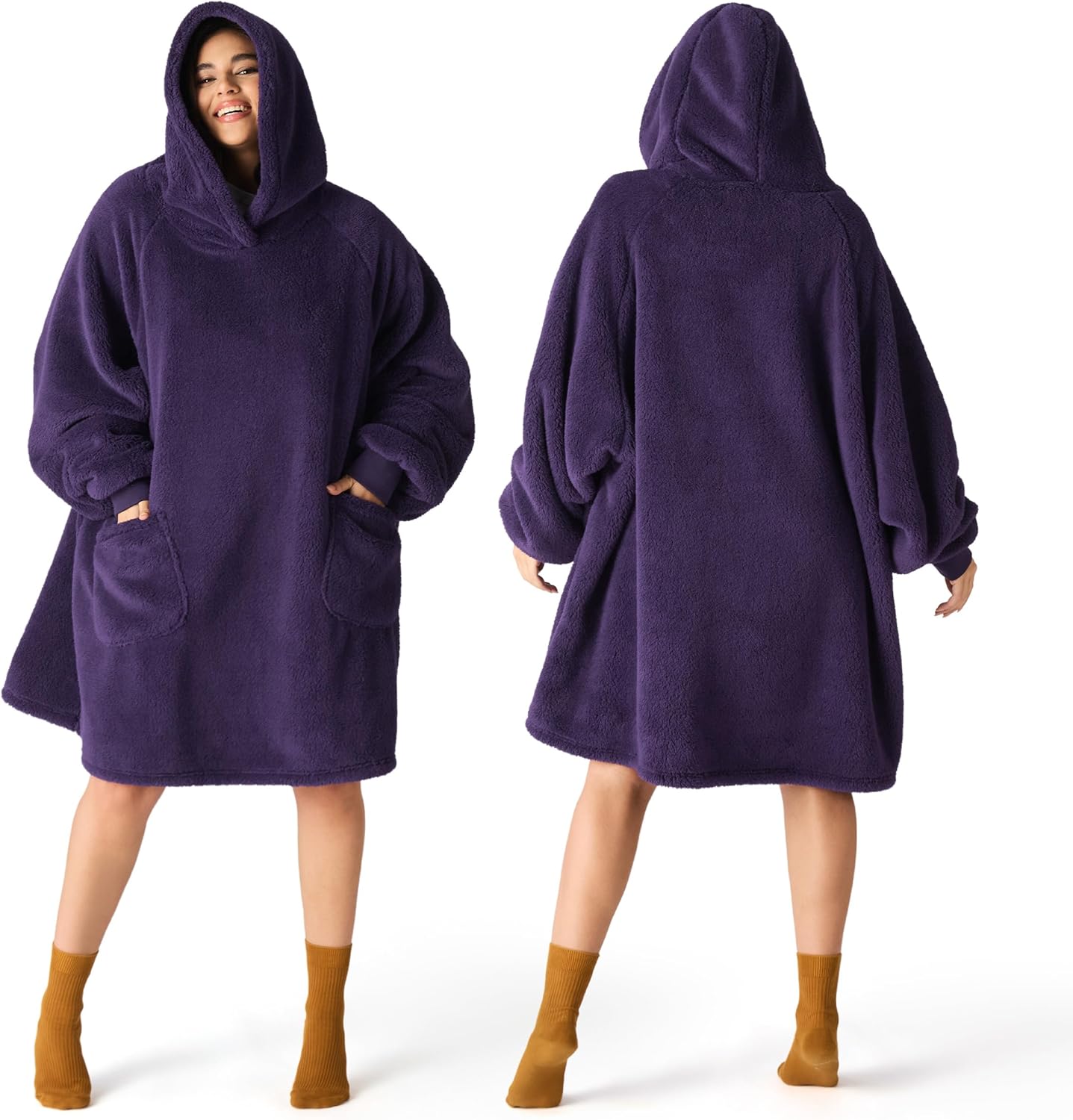 Bedsure Mantas Ponibles con Capucha, Regalos de Navidad para Mujeres, Esposa, Novia, Regalos de Cumpleaños Cálidos y Acogedores para Ella, Esposa, Sudadera Suave y Esponjosa, Mantas con Capucha de