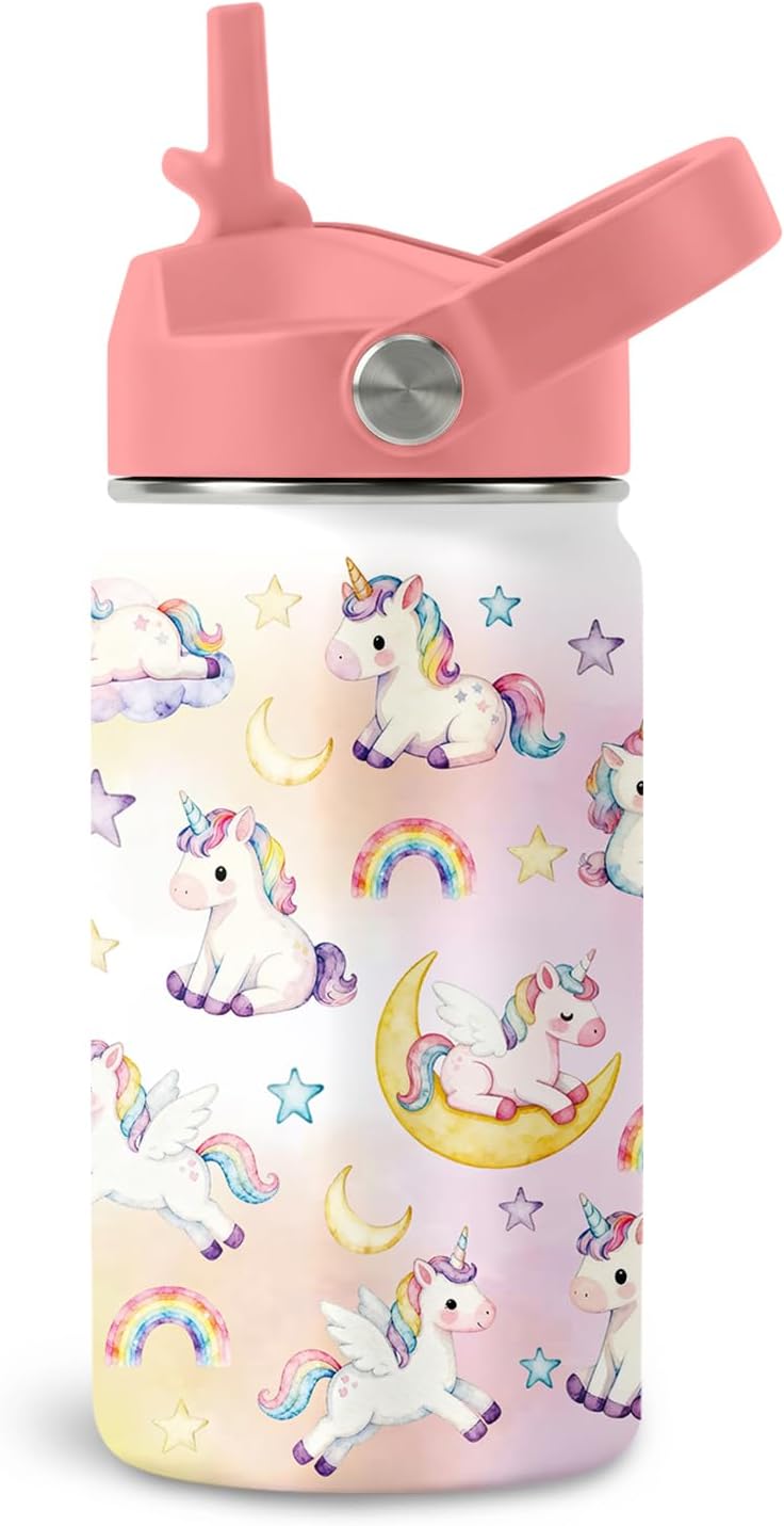 Botella de agua para gatos de 16 onzas con tapa de popote para amantes de los gatos, vaso aislado de acero inoxidable, a prueba de fugas, sin BPA, para viajes, deportes, taza de regalo de