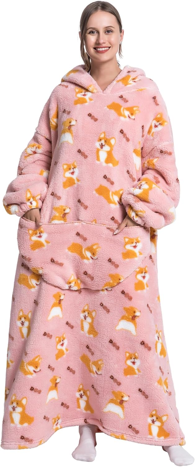 Capecage - Manta con capucha, sudadera con capucha larga como regalos de cumpleaños para mujeres y hombres, manta portátil larga para mujeres y hombres.