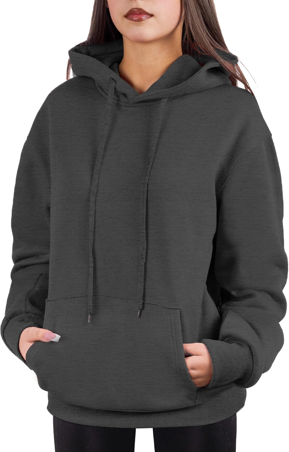 Sudadera de gran tamaño con capucha para mujer, mezcla de algodón y forro polar suave, acogedora sudadera para todos los días