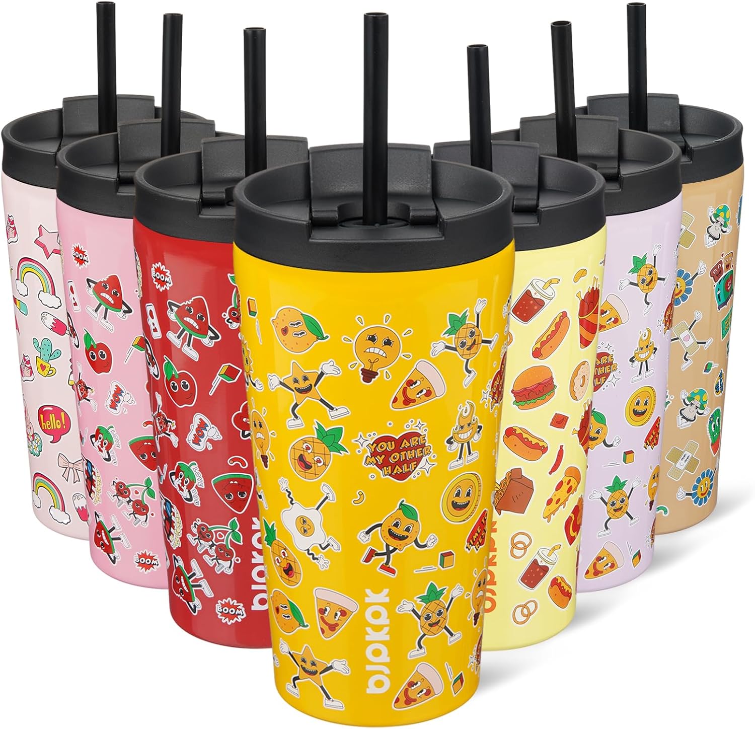 BJPKPK - Vaso de acero inoxidable con aislamiento, tapa y pajilla, taza de café para viaje, de 18 onzas, diseño de laguna