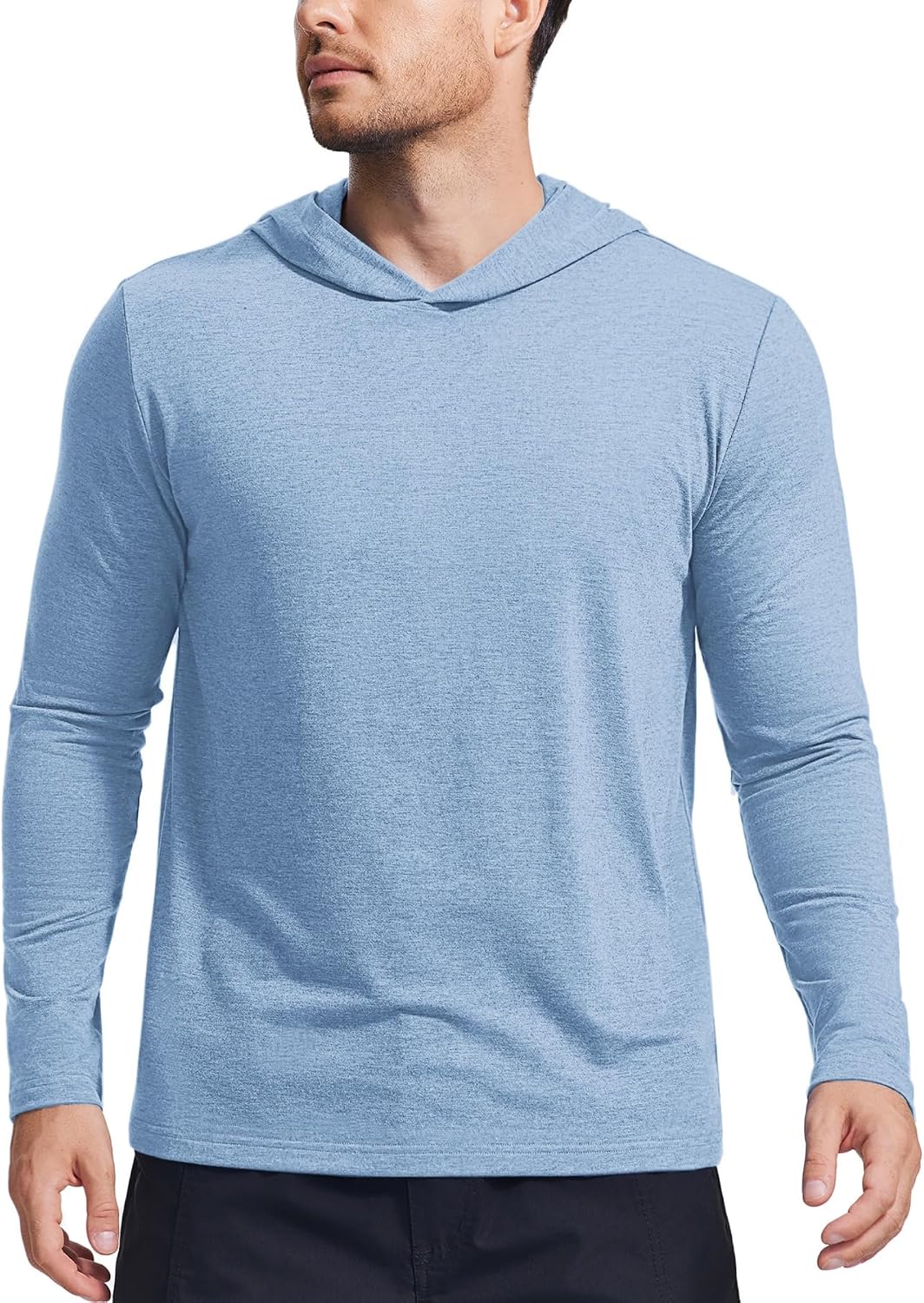 PINSPARK Sudaderas ligeras con capucha tipo pullover para hombres, manga larga, sudadera con capucha para golf, gimnasio, entrenamiento, sudadera atlética
