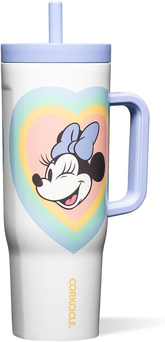Corkcicle Cruiser Vaso Térmico Aislado con Asa y Pajita - Mantiene las Bebidas Frías 20 Horas - Triple Aislamiento - Regalo de Bebidas de Verano - Mantiene las Bebidas Heladas - 40 oz - Princesa