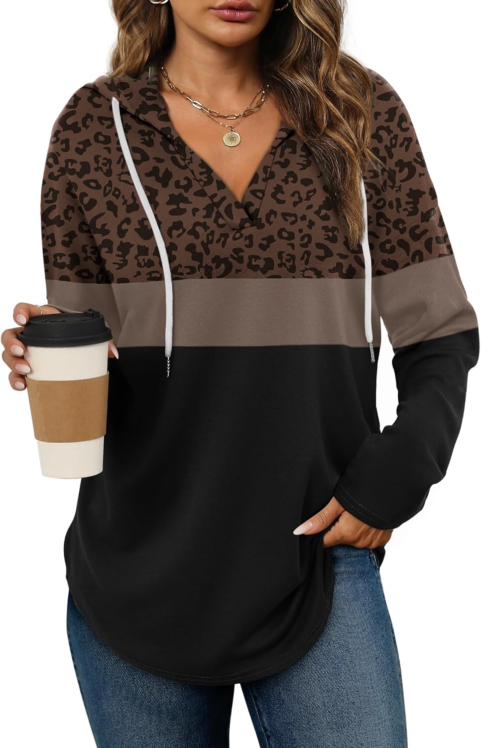 Bofell - Sudaderas con capucha para mujer, sudaderas de moda para mujer, sudaderas con capucha de gran tamaño, sudaderas de manga larga de ajuste holgado
