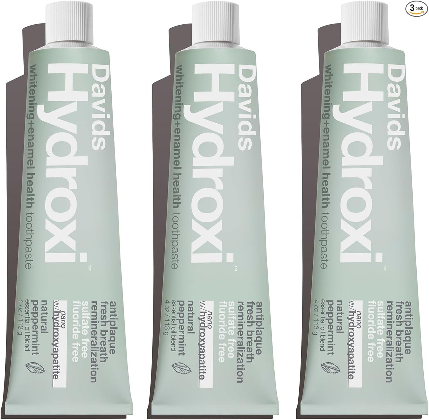Davids Pasta de dientes sin flúor de hidroxi nano hidroxiapatita para remineralizar el esmalte y alivio de sensibilidad, blanqueamiento, antiplaca, sin SLS, menta natural, 4 onzas, fabricado en