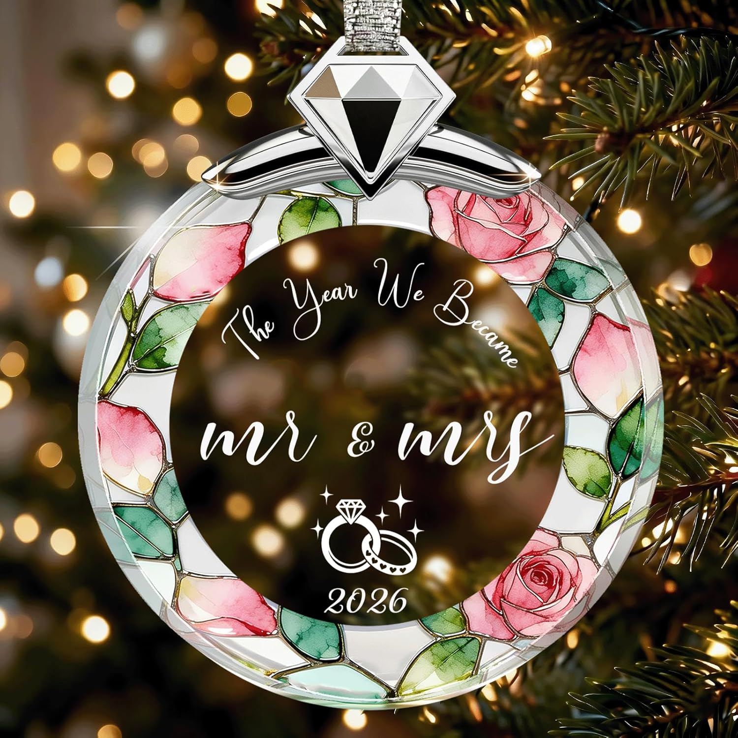 Regalos de boda para parejas, cristal de cristal 2026, adorno de primera Navidad para casados, ideas de regalos de boda para recién casados, regalos de despedida de soltera para novia-05