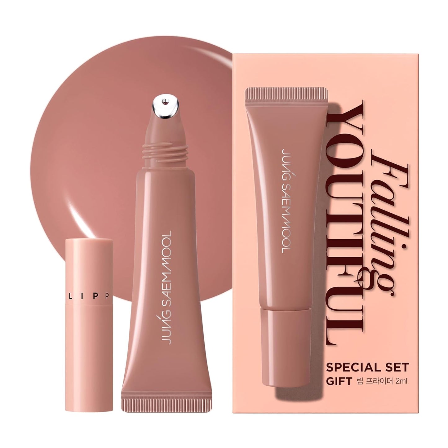 JUNG SAEM MOOL LIP-PRESSION - Brillo de labios de metal | Brillo labial tintado hidratante con un aplicador de metal de precisión higiénico e ingredientes infundidos en suero, brillo de labios coreano (rosa doze)