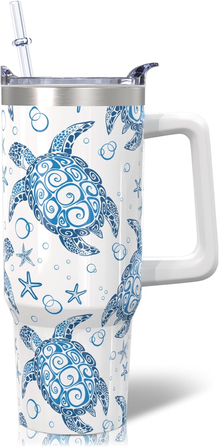 Vaso de acero inoxidable de 30 onzas con asa, tapa y pajita, taza aislada con lazo de estrella para regalos y viajes de mujer