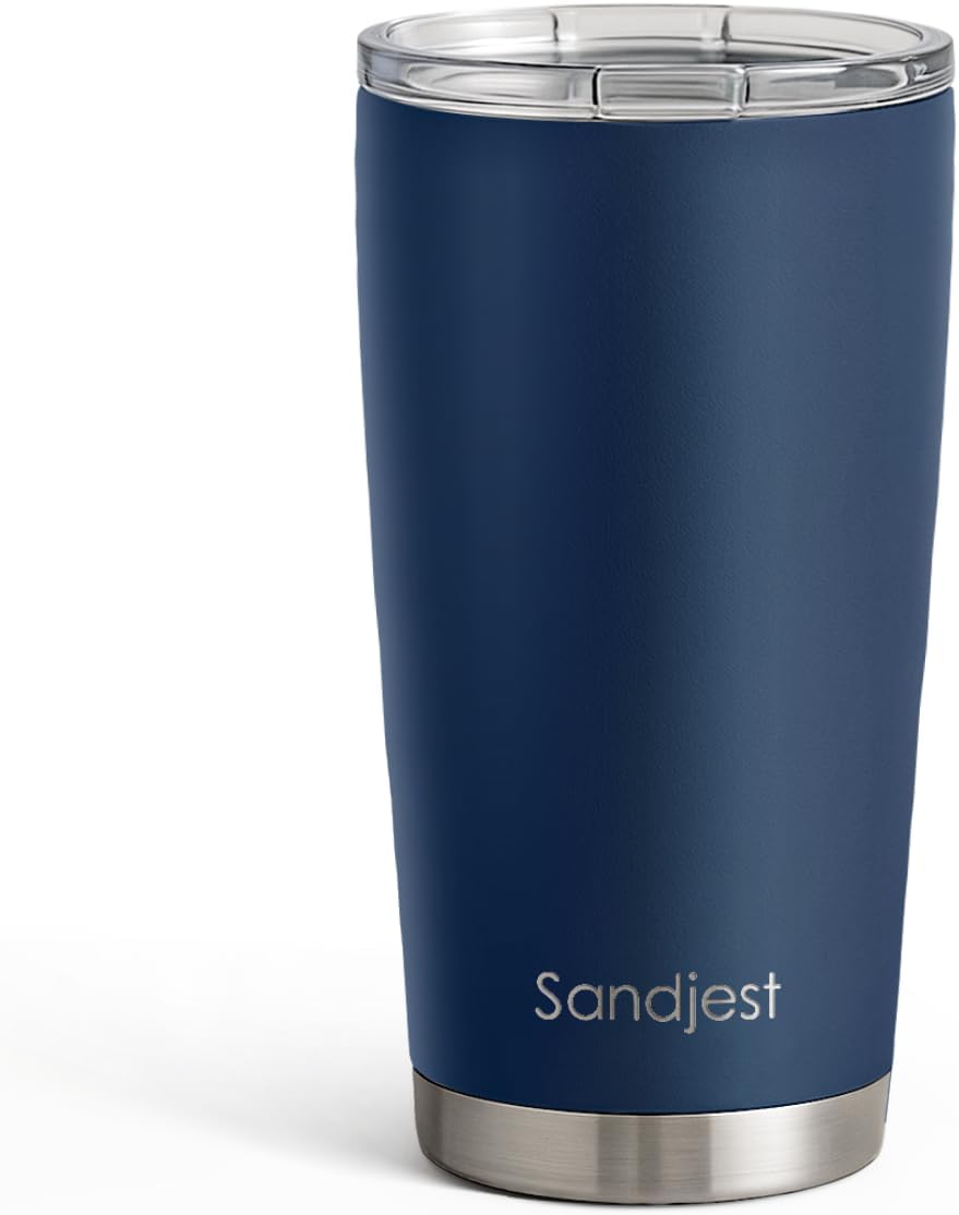 SANDJEST Vaso de acero inoxidable de 20 onzas, taza aislada al vacío de doble pared con tapa, taza de café de viaje para mujeres, niñas, amigos, hermanas, cumpleaños, Navidad (rosa pálido)
