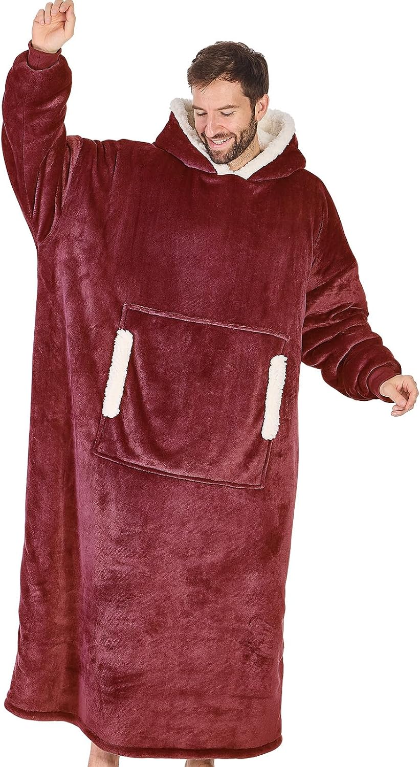 yescool - Cobija con capucha, sudadera de franela de forro polar sherpa para adultos, mujeres y hombres, talla única