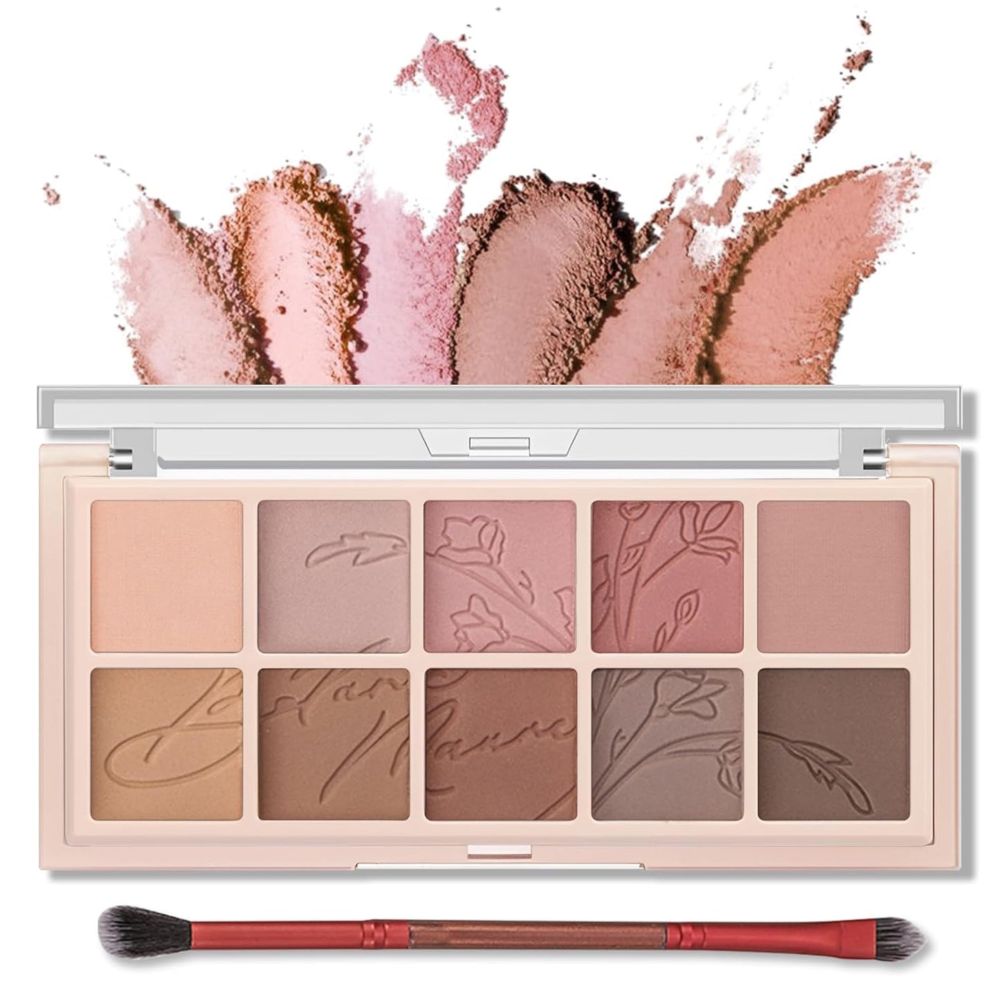 Erinde 10 colores paleta de sombra de ojos desnuda, paleta de maquillaje de sombra de ojos mate marrón taupe, paleta de ojos ahumados gris neutro, ultra-mezclable, sombra de ojos natural de larga