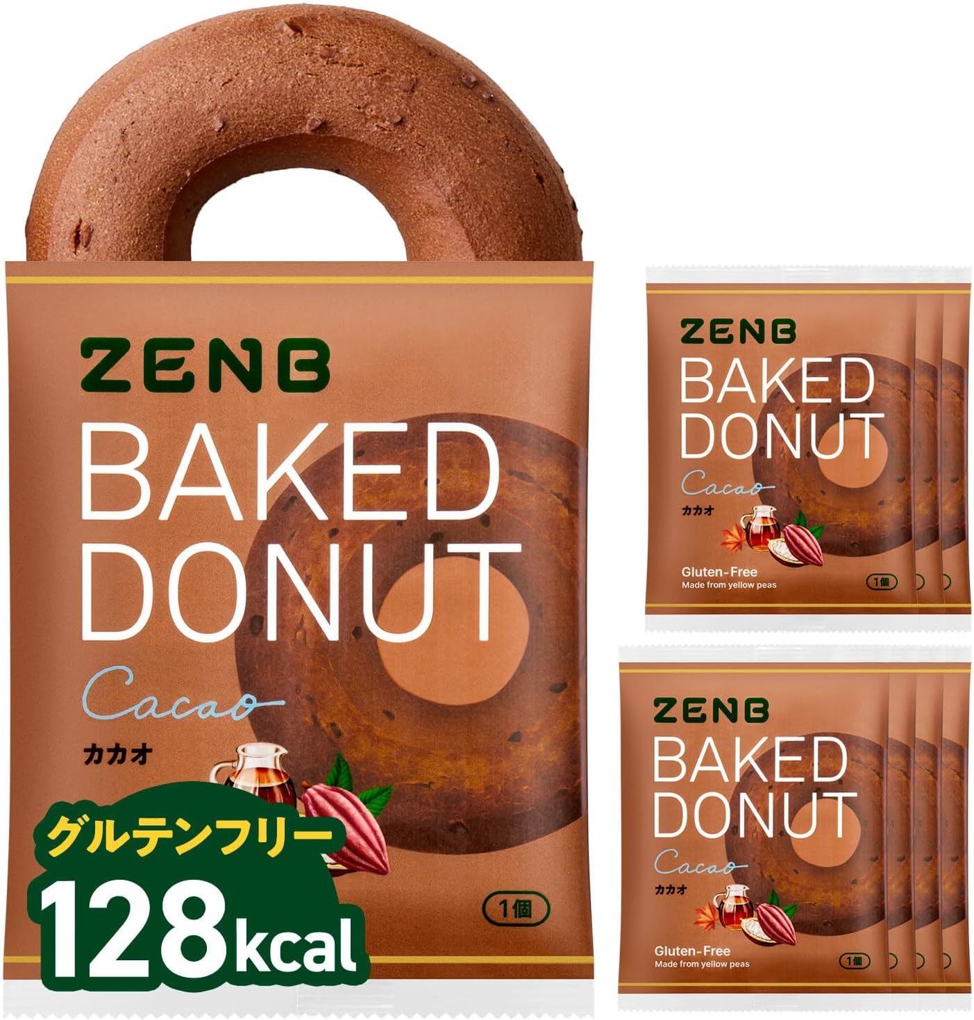 ZENB Healthy Snacks, Grilled Donuts, 2 Types, 8 Bags (Original Cocao), Sugar Free, Gluten Free, Diet Snacks, Time, Fiber, Candy, Gift, Sweets, Souvenir, Individually Packaged, Made in Japan, Ready