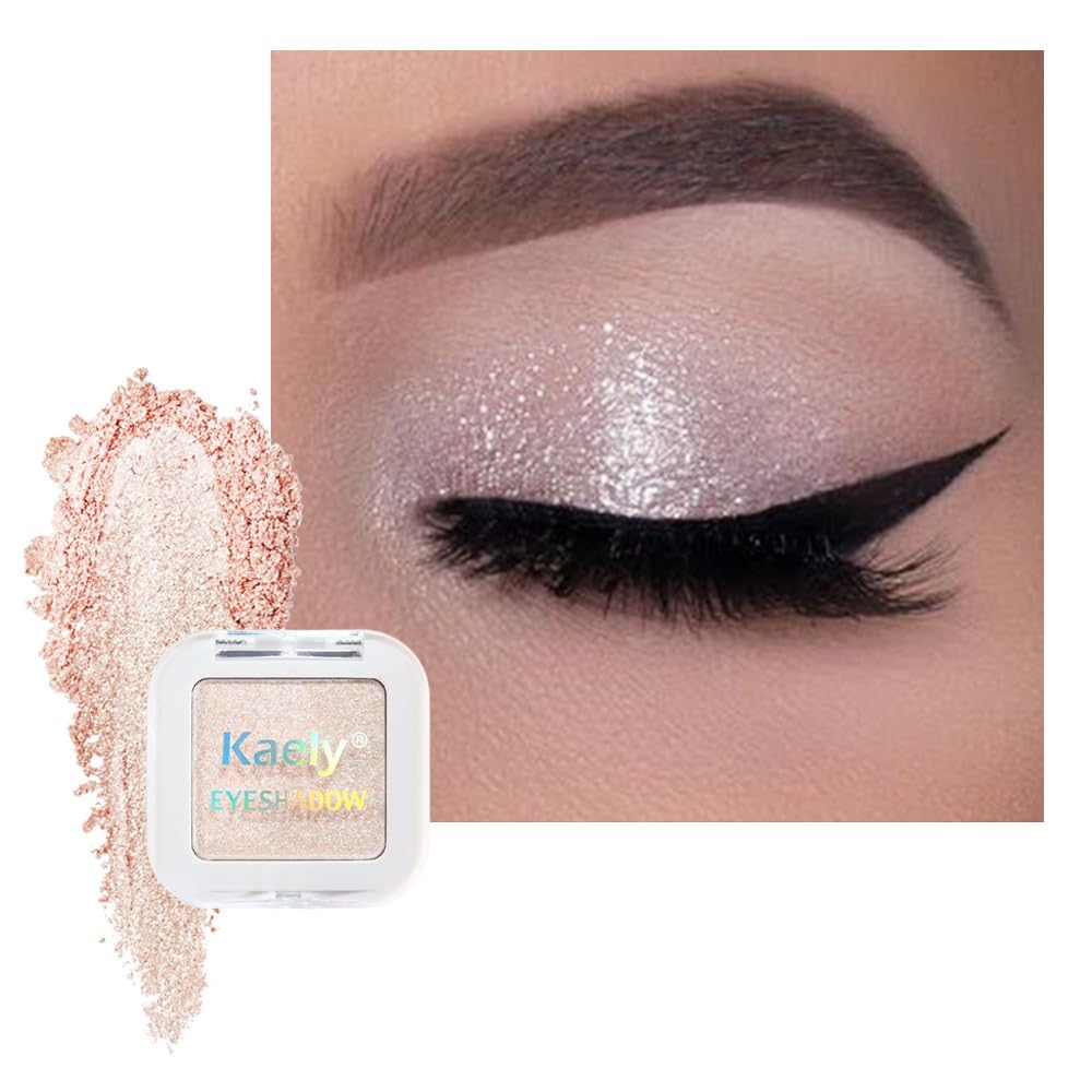 Kaely Maquillaje de sombra de ojos individual prensado, marrón nude claro mate altamente pigmentado, paleta de sombras de ojos monocromáticas altamente pigmentadas, mini sombra de ojos en polvo neutro impermeable, sombras para ojos, ligero mezclable, 13