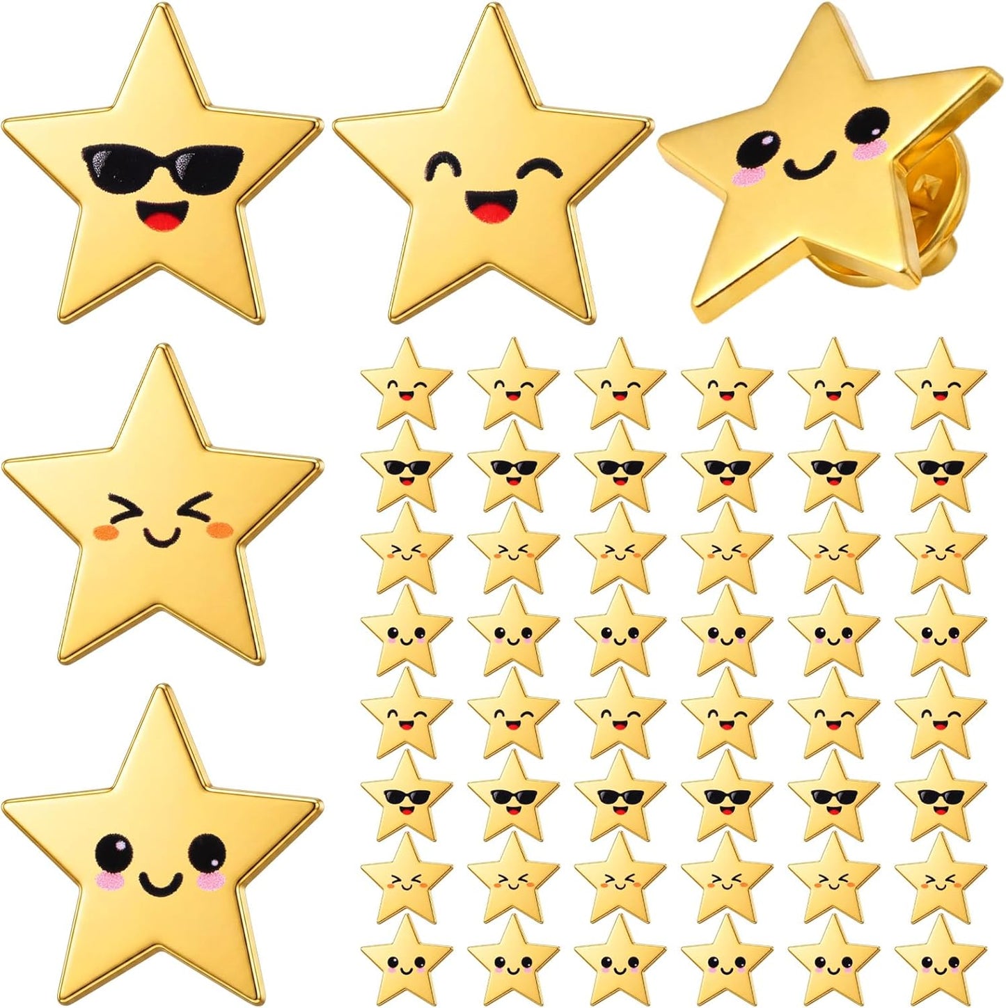 Lyrow 25/50/100/150/300 piezas de pines de estrella dorada a granel de metal dorado Y2K motivacionales para el día patriótico de los veteranos Bckpack broche de solapa