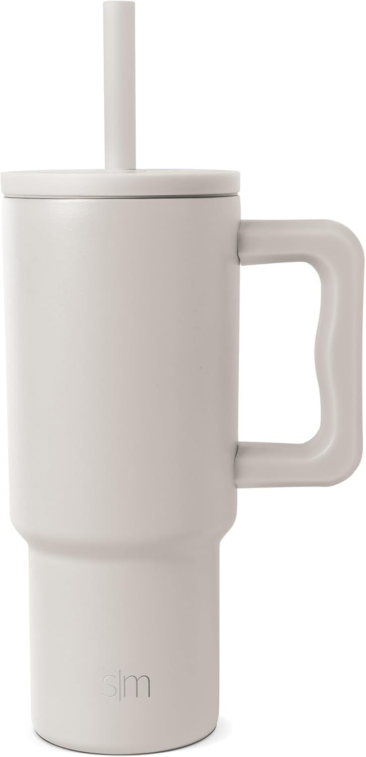Simple Modern Disney Trek Kids - Vaso de acero inoxidable para niños y niñas, con asa y tapa con pajilla de silicona, resistente a derrames y fugas, reutilizable, Minnie Mouse en terrazo, 24 onzas