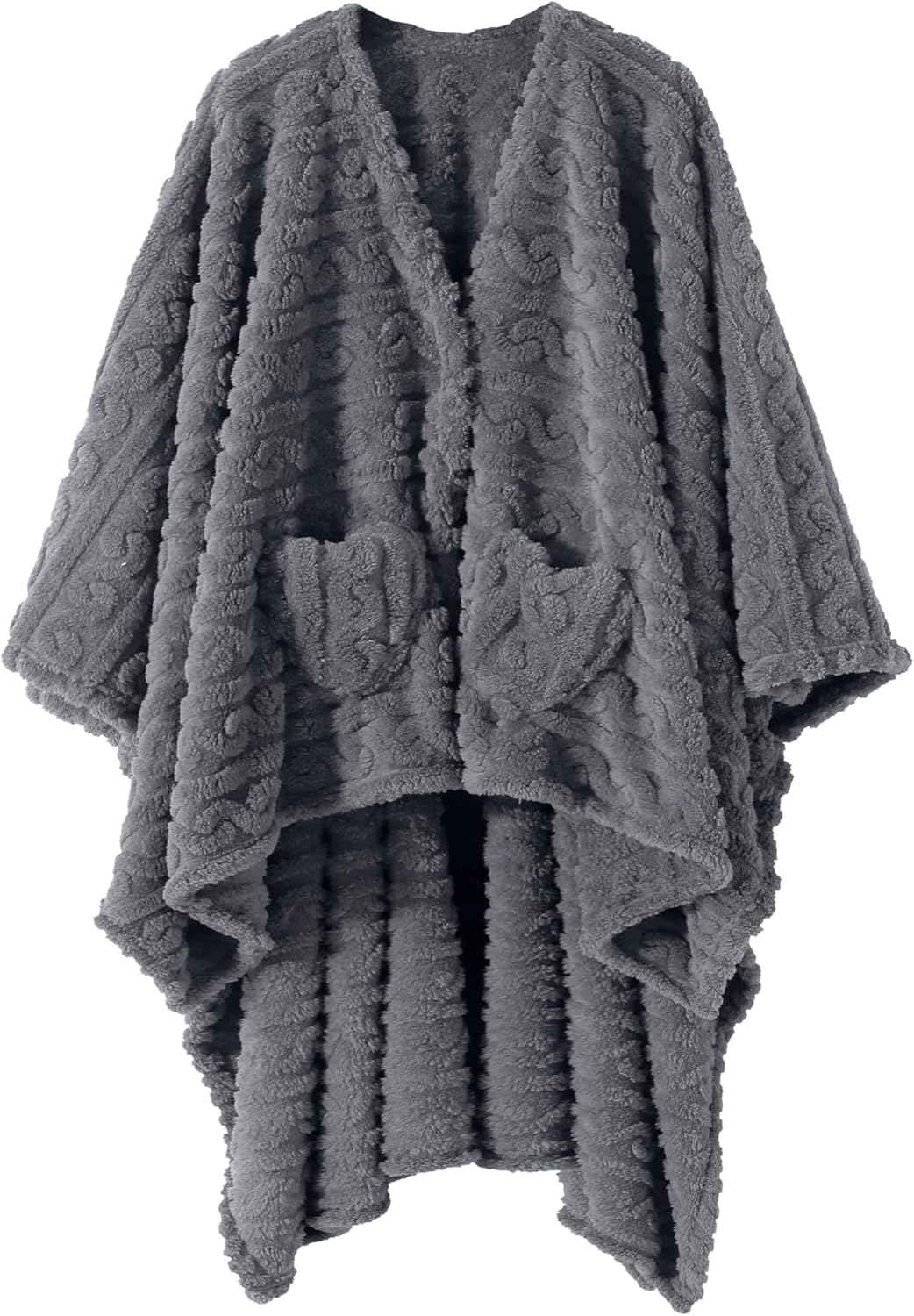 Manta de Poncho para adulto, acogedora manta de forro polar Sherpa con bolsillos para la oficina y el salón (verde, 58 x 64 pulgadas)