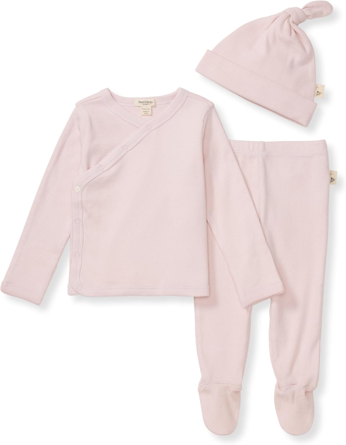 Burt's Bees Baby conjunto de bebé para niñas unisex Take Me Home, paquete de 3 piezas: top, pantalón y gorro