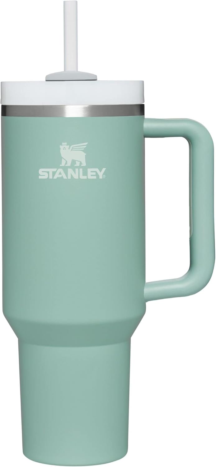 Stanley Quencher H2.0 - Vaso de acero inox. con asa, pajilla y tapa FlowState giratoria de 3 posiciones; aislamiento térmico/sin BPA; apto p/portavaso p/viaje; 30 oz, coral dorado (Goldenrod Coral)