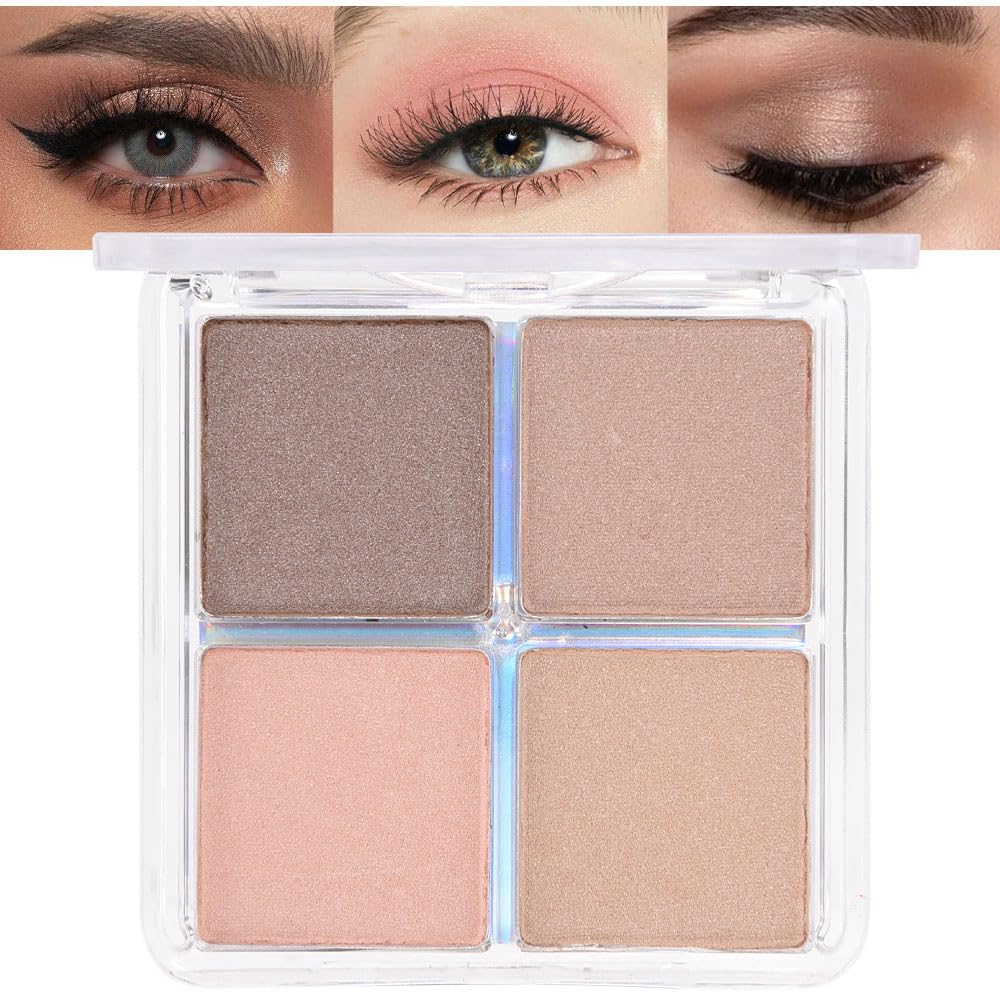 evpct - Paleta de sombra de ojos cuadrada en polvo mate marrón desnudo, rosa desnudo claro, marrón oscuro natural, sombra de ojos mate ahumada de alta pigmentación, mini paleta de maquillaje para