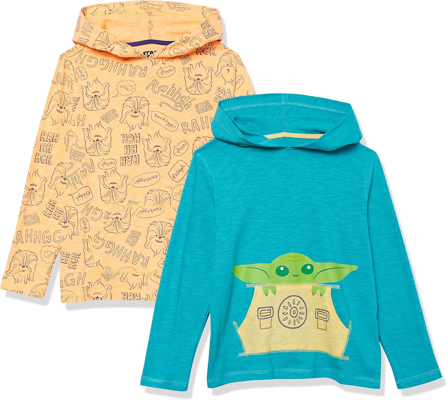 Essentials Disney | Marvel | Star Wars Camisetas con capucha ligera de manga larga para niños y bebés, paquete de 2