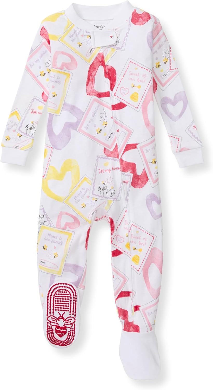 Burt's Bees Baby Pijama para niñas, 100% algodón orgánico, pijama de una pieza, overol con cremallera diagonal, ajuste cómodo