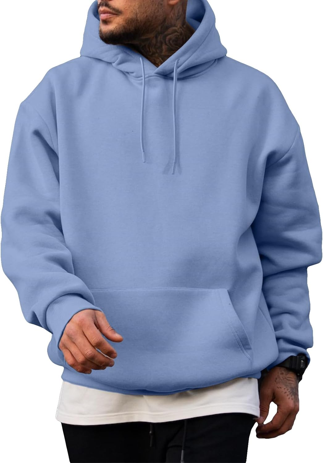 JMIERR - Sudaderas con capucha de manga larga para hombre, estilo casual, con cordón en el cuello, de algodón | Cómodo suéter con forro polar, capucha con cordón ajustable, bolsillo canguro, ajuste regular, lavable a máquina