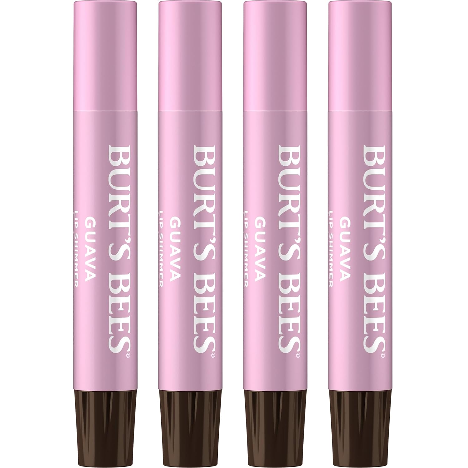 Burt's Bees Shimmer - Juego de tinte labial tintado, hidratante para hidratación durante todo el día con acabado pigmentado brillante y color construible, champán (paquete de 4)