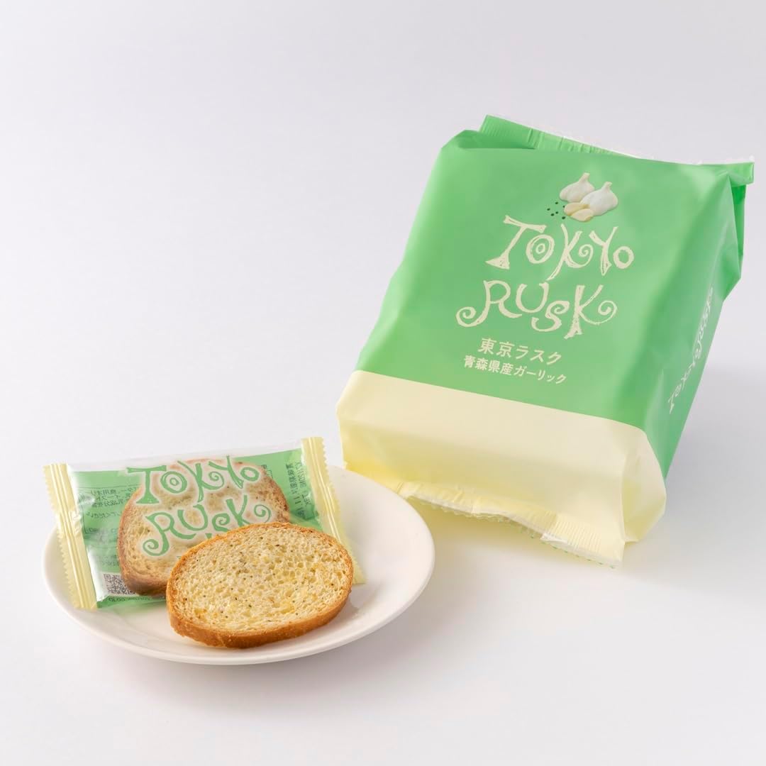 Tokyo Rusk Garlic from Aomori Prefecture, Pack of 8, Adult Snacks for Beer and Wine, Thick Butter and Garlic Flavor, Gift, Present