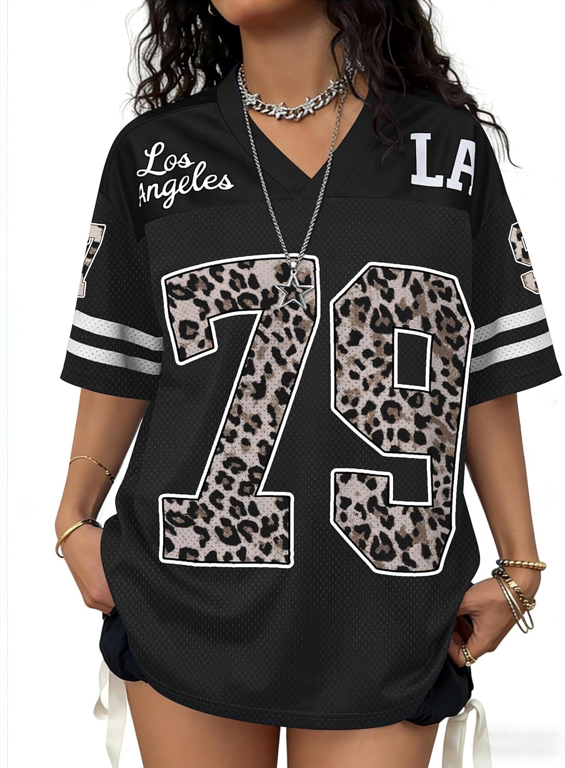 Camisetas de jersey para mujer, camisetas gráficas de gran tamaño, camisetas Y2K, cuello en V, lindas camisetas de calle, camiseta de fútbol