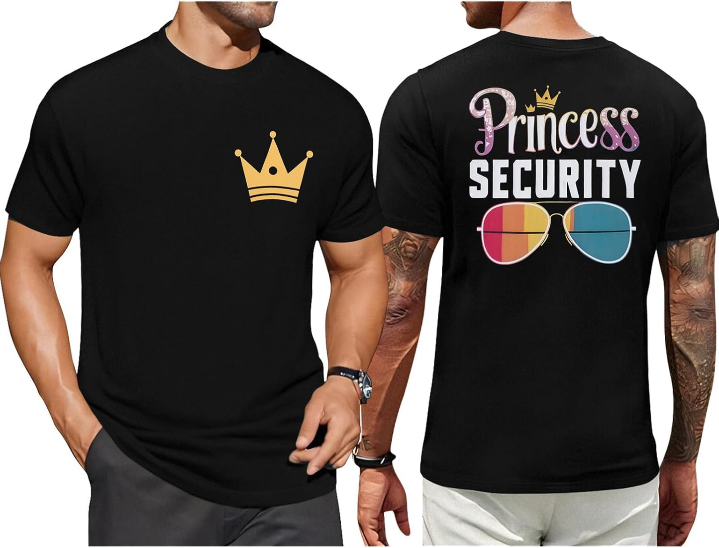 FRYAID Camiseta del Equipo de Seguridad de Princesas para Hombres Camiseta Mágica Reino Mágico Camisetas Papá Fiesta de Cumpleaños Viaje Familiar Tops de Manga Corta