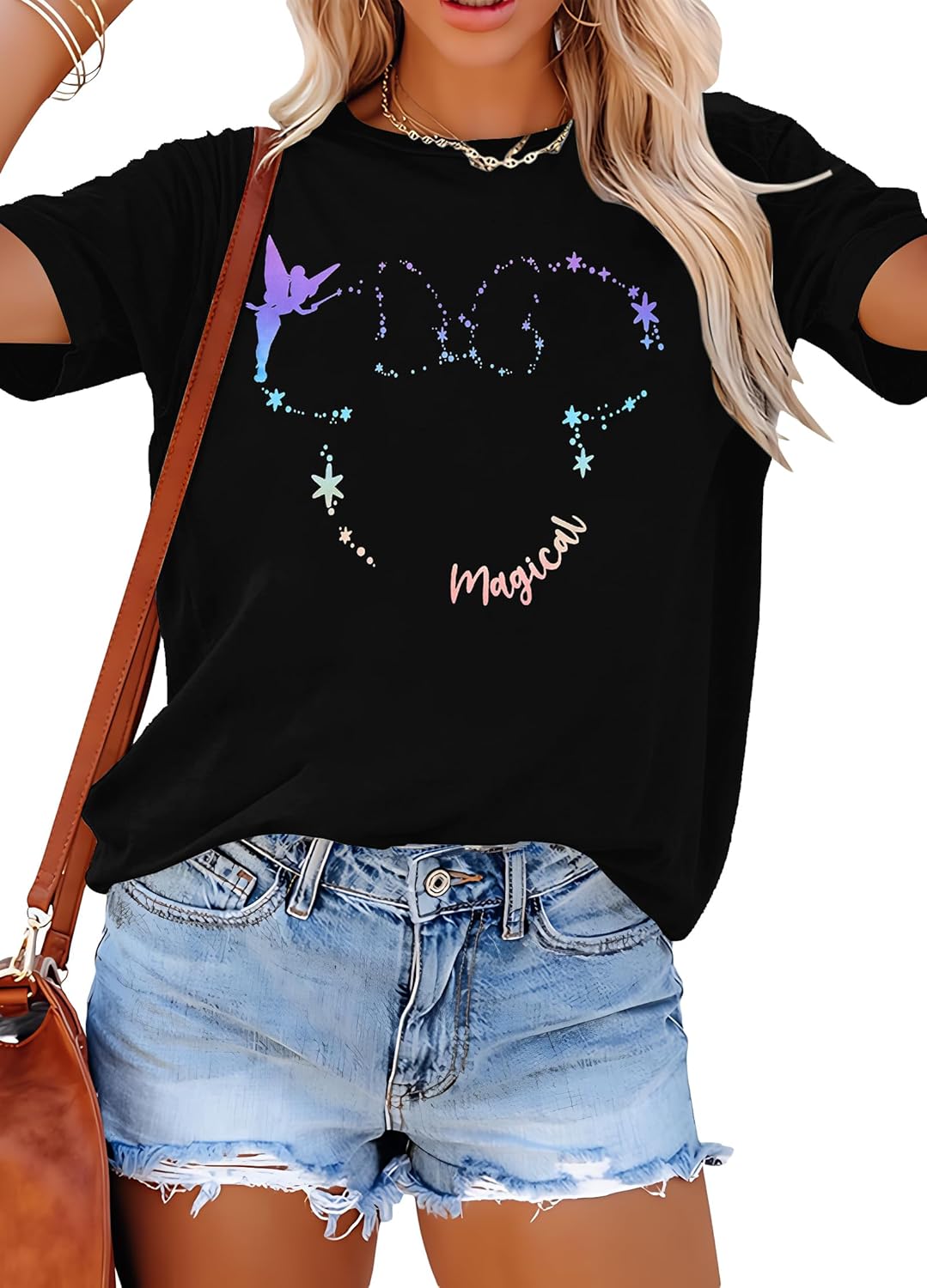 Camiseta mágica para mujer, diseño de Believe in Magic, camiseta de manga corta con estampado gráfico lindo