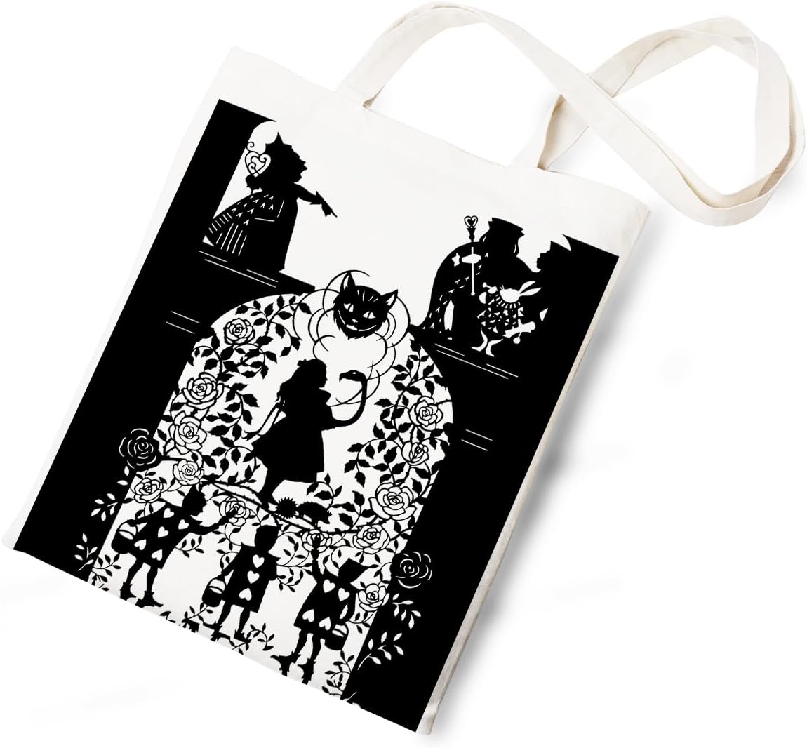 Silhouette of Alice Tote Bag Cotton Reusable Tote Shoulder Bag Fans Canvas Tote Bag For Gifts For Friends Fans