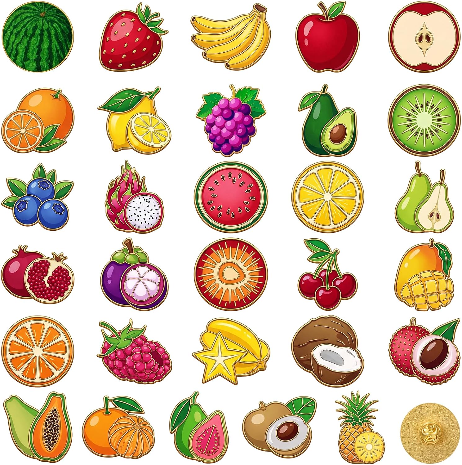 Landical 30 piezas, lindos pines de esmalte a granel, flores de plantas, animales, Halloween, gato negro, gótico, calabazas de otoño, primavera, broches de solapa de dibujos animados, pin de joyería