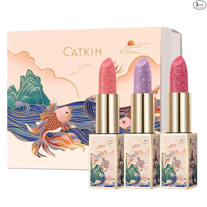 CATKIN Bálsamo labial tintado con purpurina para labios ultra hidratante, humectante labial, cuidado de labios con vitamina E nutritivo para labios agrietados y secos, 0.12 onzas, C15 Destiny, rojo