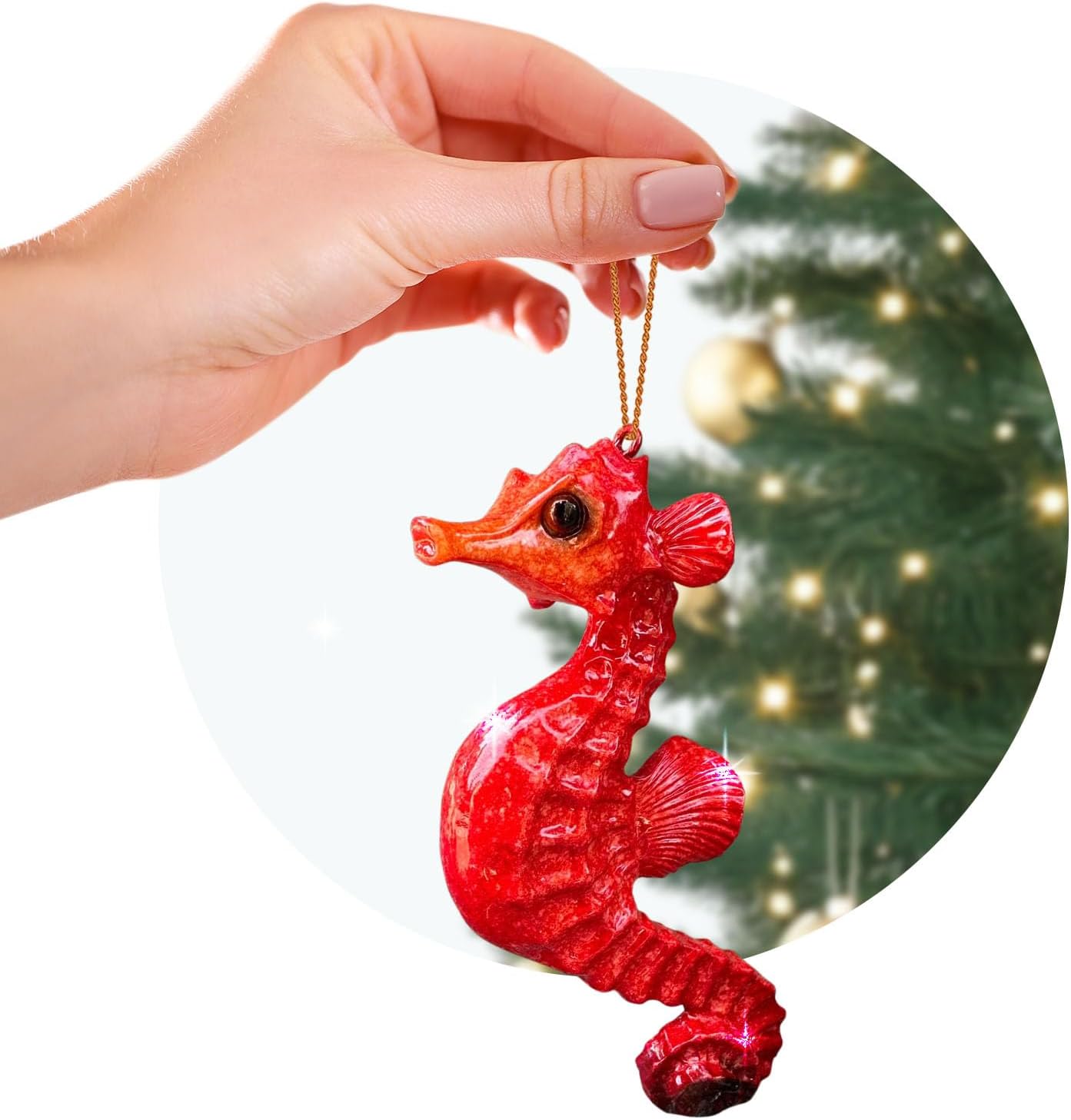 Adorno de tortuga marina azul, decoraciones navideñas pintadas a mano 2023, temática de playa, decoración del océano, adornos de árbol de Navidad, ideal para rellenar calcetines en embalaje de regalo rengöra