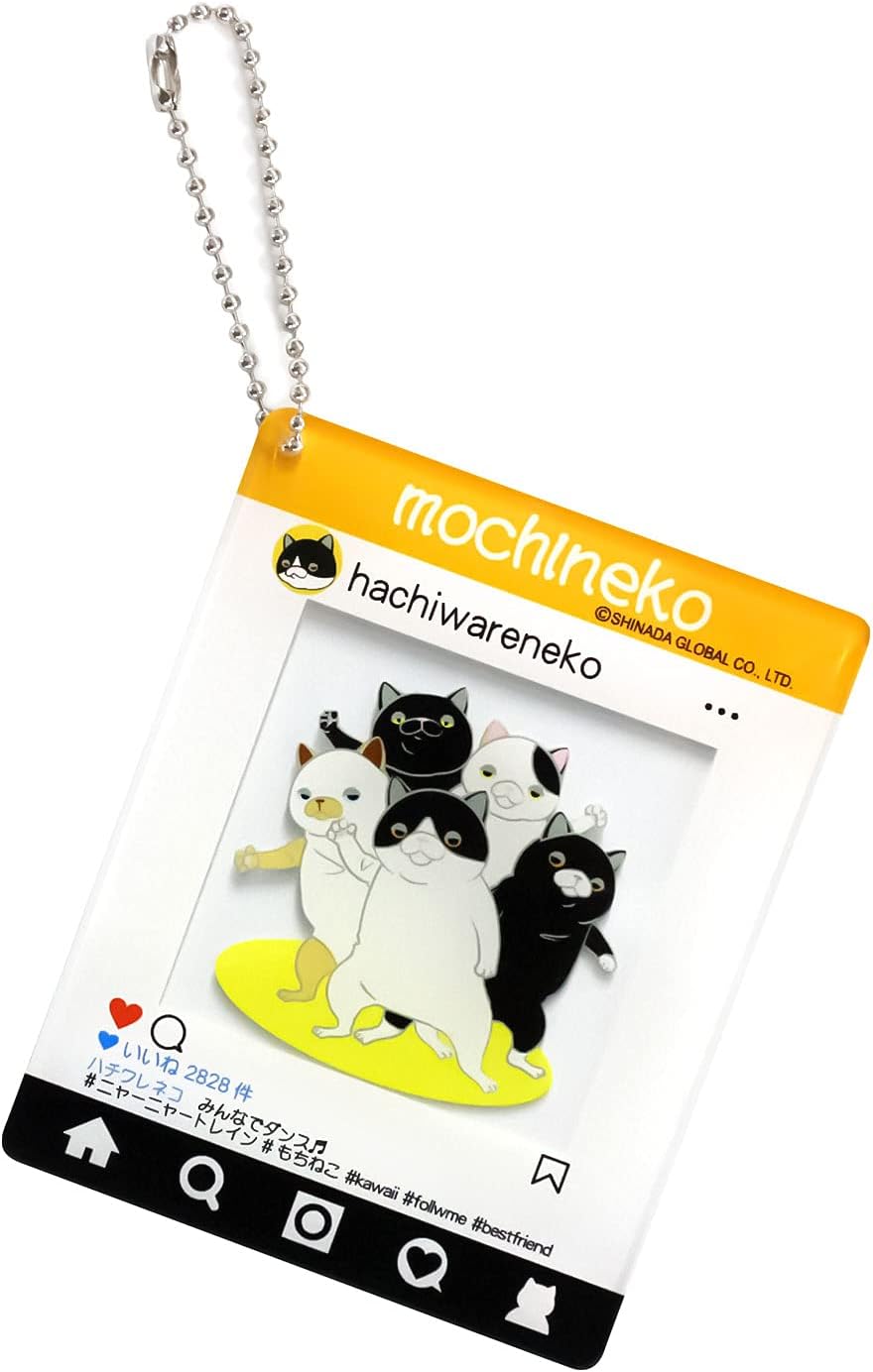 Shinada Global Mochi Neko Acrylic Keychain Pinch BK/WH MNAK-0068T