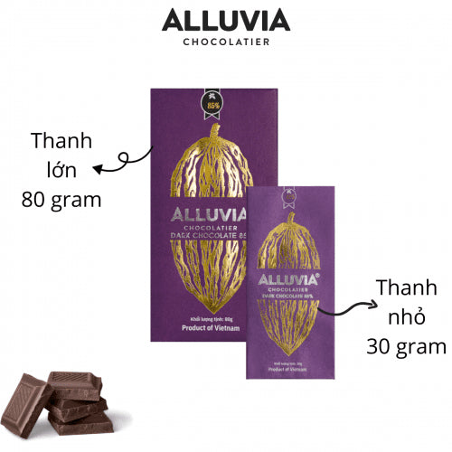 Alluvia pure dark chocolate 85% cocoa with less sugar, Dark Chocolate 85% less sugar