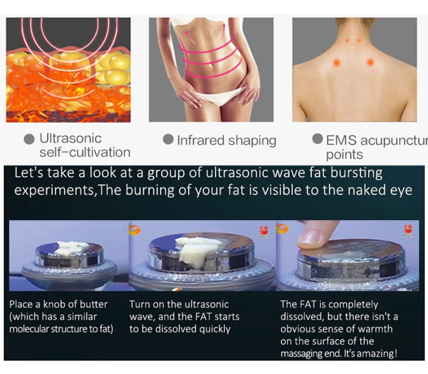 Ems 3 in 1赤外線ボディマッサージャー,超音波スリミングマシン,ファットバーナー,キャビテーション,フェイスビューティー