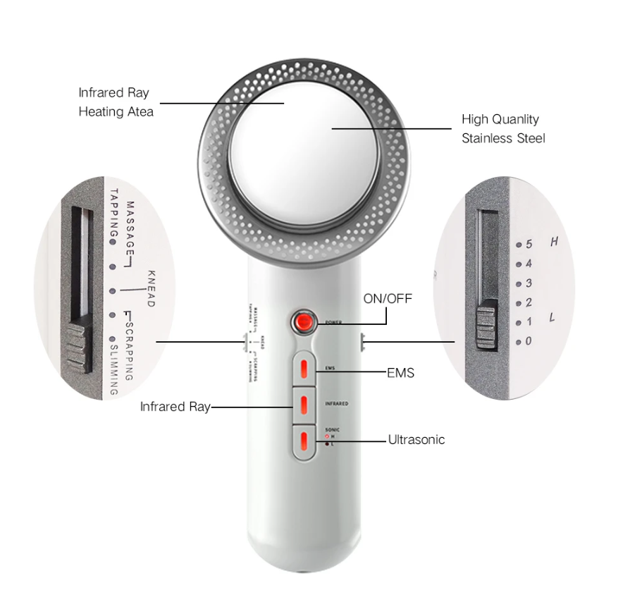 Ems 3 in 1赤外線ボディマッサージャー,超音波スリミングマシン,ファットバーナー,キャビテーション,フェイスビューティー