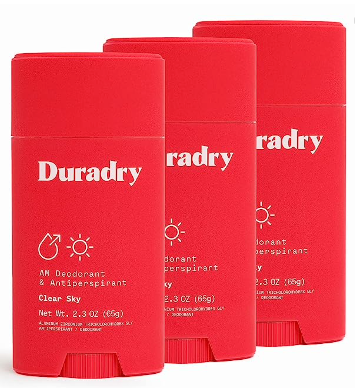 Duradry AM Deodorant & Antiperspirant - Prescription Strength Deodorant for Hyperhidrosis, Antiperspirant for Women & Men, Armpit Sweat Protection, Silicone-free - End Game, 2.3 Oz (Pack of 3)