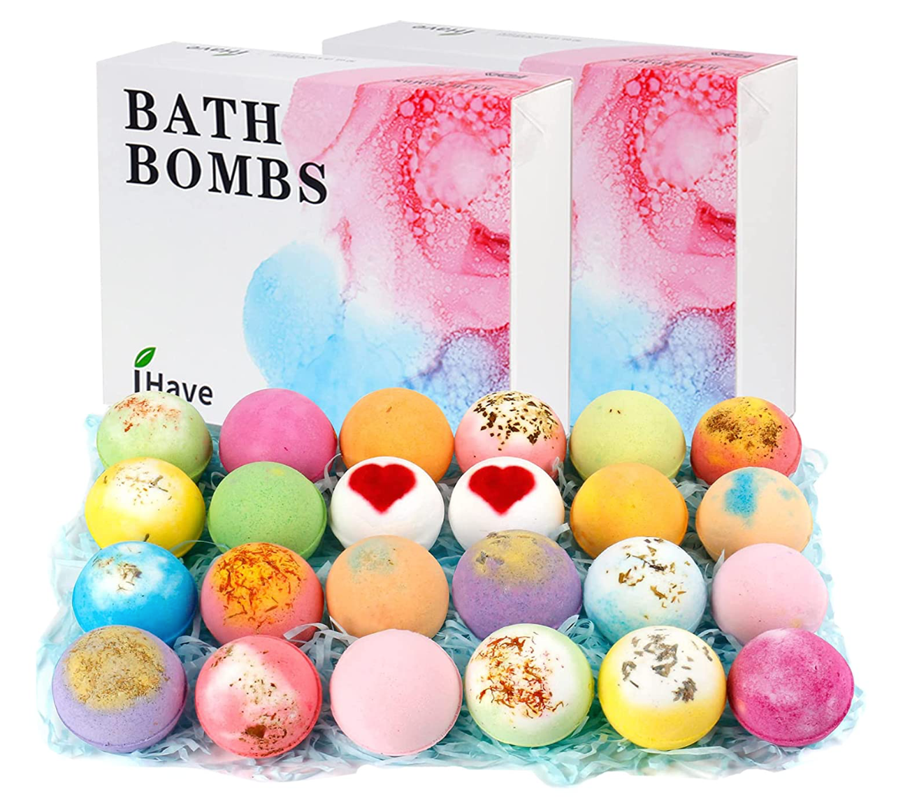 iHave Bath Bombs for Women, 12 Small Bath Bomb Bubble Bath Set Spa Gifts for Women, Natural Handmade Bath Bombs Rich in Essential Oils, Romantic Gifts for Her Multicolor
